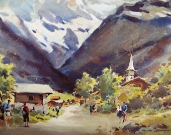 Original Watercolour, 'In the Tyrol', 1968, Frank Duffield  (1901-1982)