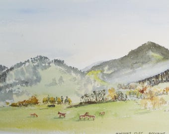 Original Watercolour, 'Morning Mist Receeding', 1990's, Unknown artist