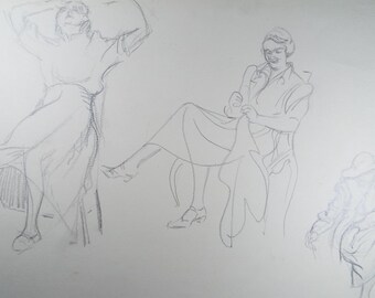 Original Pencil Drawing, 'Figure Studies', Ivy T. Attwell (20th Century, British)