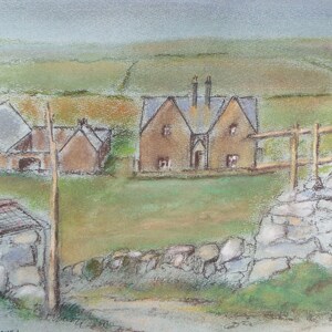 Original Pastel, &#39;Farm Buildings&#39; , c1970&#39;s, Alwynne Bowen 1904-1987