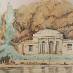 Original Pencil & Watercolour, 'A Parkland Temple', Circa 1940's , Frank Harold Read FRPS (1881-1960)