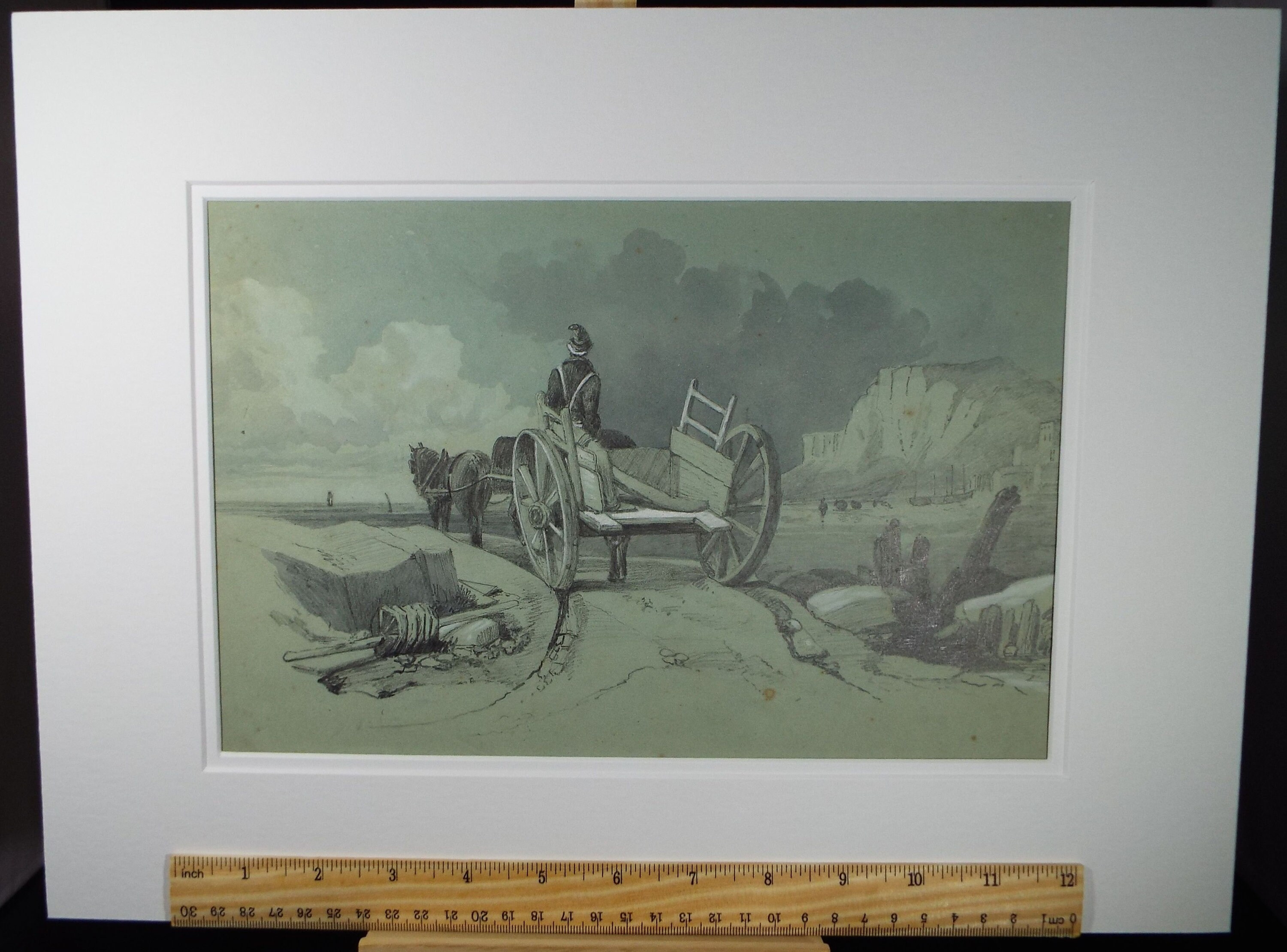 Original Pencil and Chalk Drawing Circa 1850, 'cart on the Beach ...
