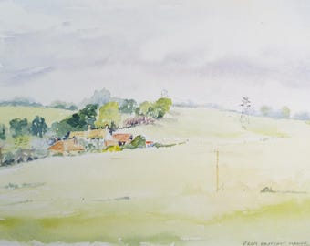 Original Watercolour, 'View from Eastcott Manor', 1990's, Unknown artist