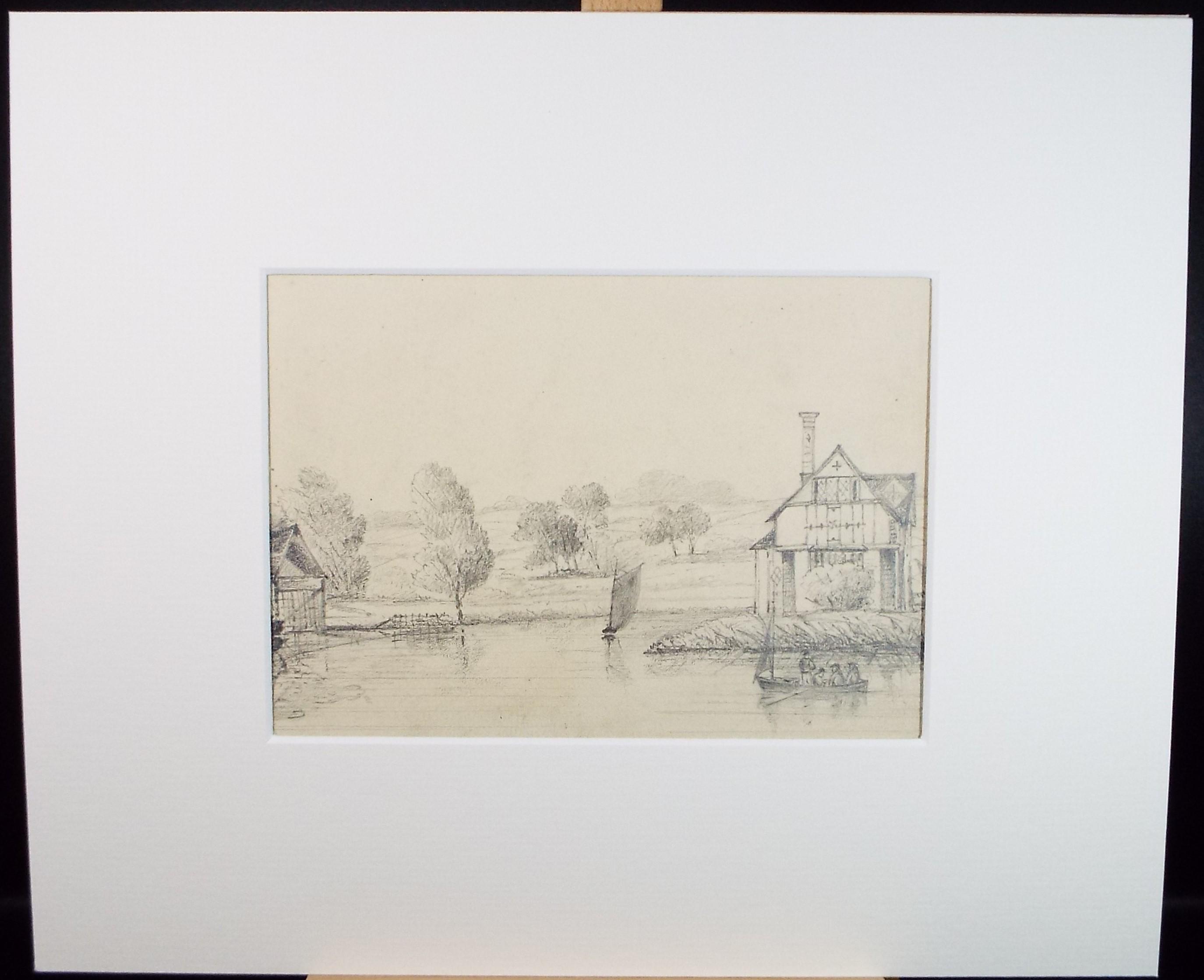 Original Pencil Drawing, 'on the River', Circa 1870's, Artist Unknown ...