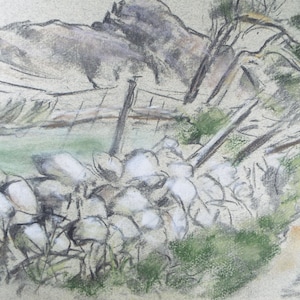 Original Pastel, &#39;Distant Mountains&#39;, c1970&#39;s, Alwynne Bowen 1904-1987