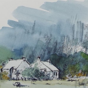 Original Watercolour & Ink, &#39;The Storm&#39;, Dated 1995, Artist Unknown