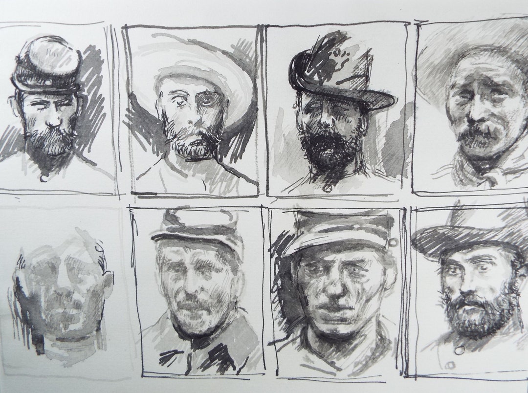 Civil War Soldiers Pen and Wash Sketch by Michael Stennett - Etsy