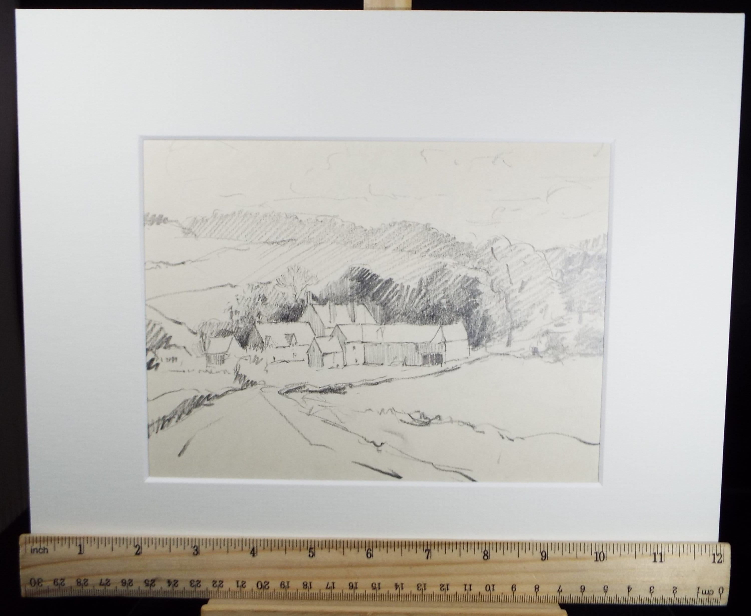 【原画】Harold Mcneil　鉛筆スケッチ Original Pencil Drawing, 'the Homestead', Circa 1990's , Artist