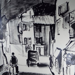 Original Watercolour & Wash, &#39;Street - Alassio&#39;  c1950&#39;s Charles Messent