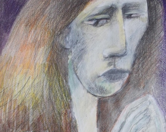 Original Pencil Drawing, 'Portrait of a Woman', Circa 1990's, Artist unknown