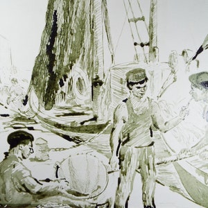 Original Watercolour, &#39;At the Quayside&#39;, Circa 1960&#39;s , Artist Unknown