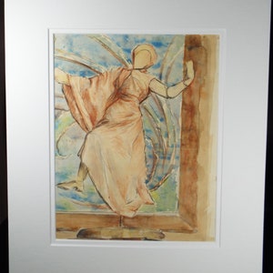 Original Watercolour, 'Study of a figurine' , c1950's Robert Case 20th Century British image 2