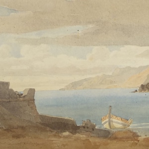 Original Watercolour, &#39;Fishing Boat on the Shore&#39;, late 19th Century, Unknown Artist
