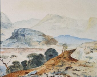 湖水地方の空、湖水地方、湖水地方の絵画、湖水地方の風景、山、水彩