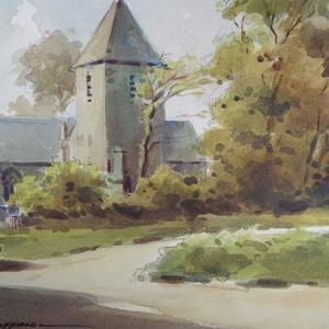 Original Watercolour, &#39;Village Church&#39;, 1960&#39;s, Frank Duffield  (1901-1982)