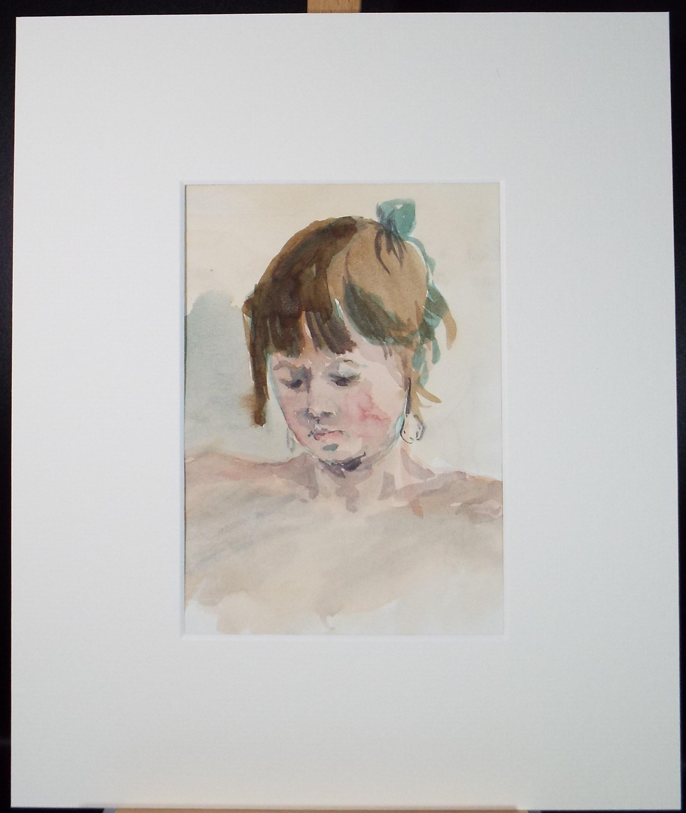 少女の肖像 水彩画 オリジナル水彩画、「少女の肖像」、20 世紀後半、作者不明 - Etsy 日本