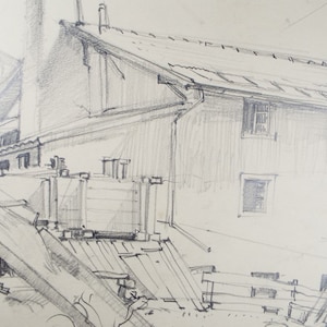 Original Pencil Drawing, &#39;Austria&#39;, Dated 1956, Douglas Pittuck (1911-1993)