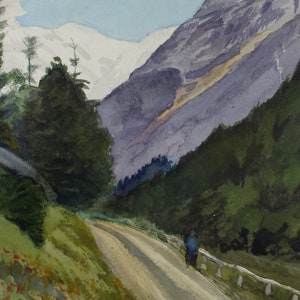 Original Watercolour, 'Alpine Pass', Circa 1890. Artist Unknown