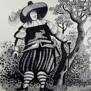 Original Pen and ink, &#39;Peek-a-Boo&#39;, circa 1970&#39;s, Herbert Scheurich (German)