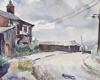 Original Watercolour, 'Street Scene, Circa 1950's, Artist Unknown