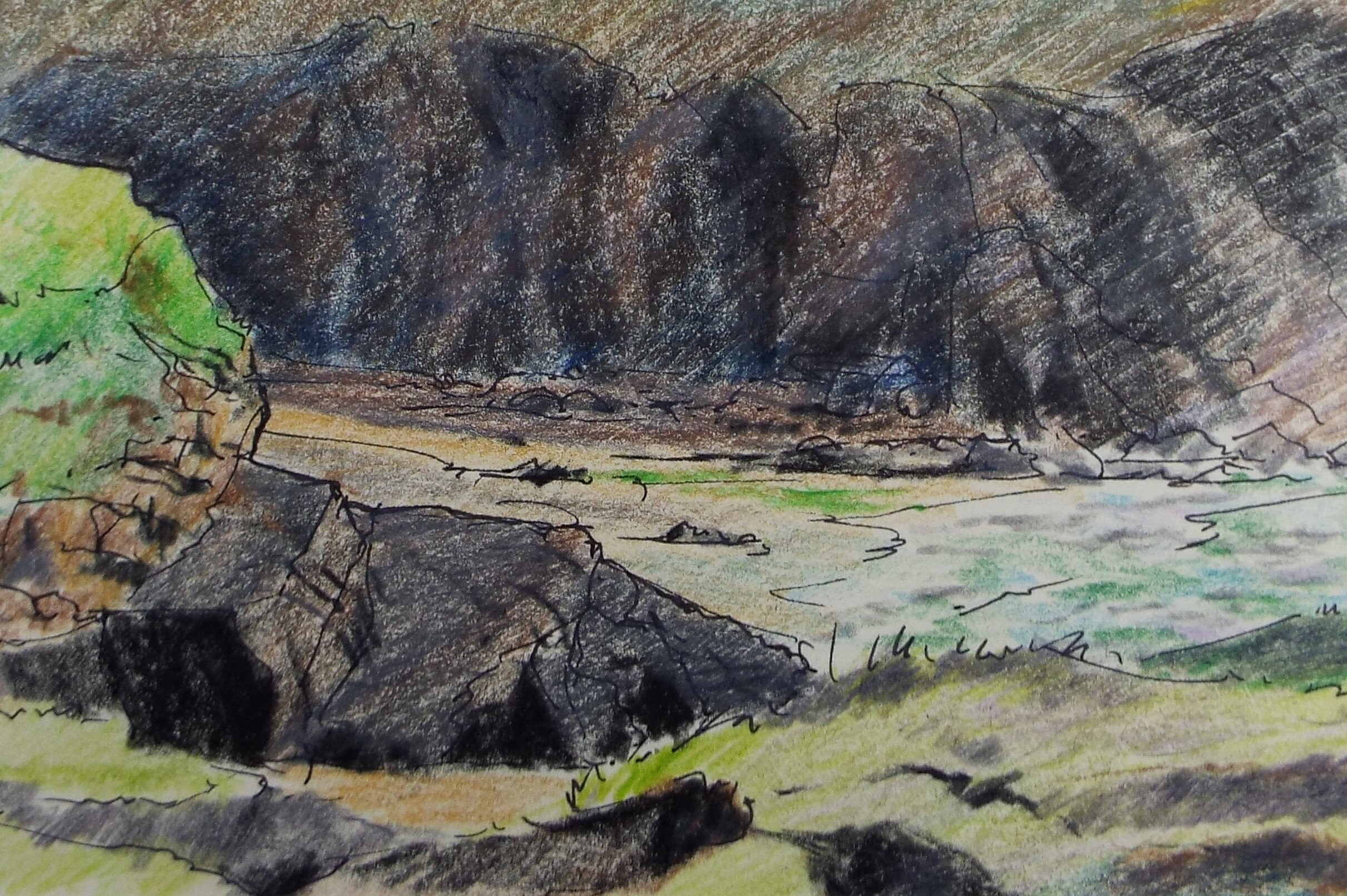 Original Pencil Drawing ,'rocky Bay', Circa 1980's, Artist Unknown - Etsy