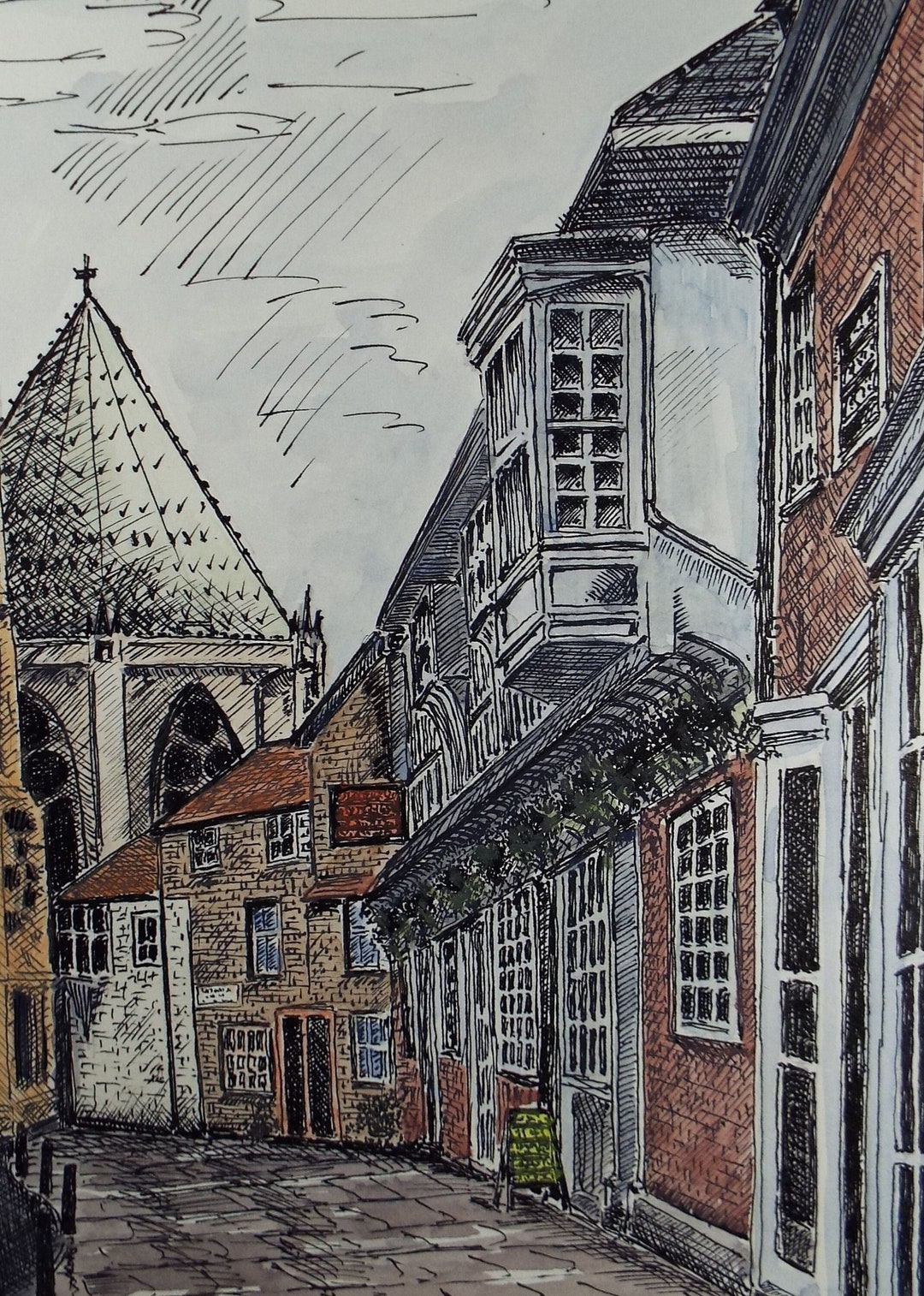 Original Pen and Ink, 'minster Road, York', Circa 1980's, Artist