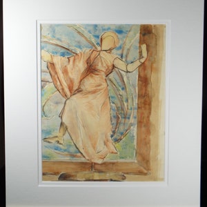 Original Watercolour, 'Study of a figurine' , c1950's Robert Case 20th Century British image 3