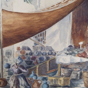 Original Watercolour & Gouache, &#39;Market Stall&#39;, Late 19th Century, Artist Unknown