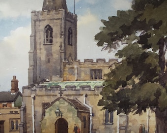 Original Watercolour on Paper, 'New Backford Church', Edward Albert Hickling (1913-1998), Circa 1950's