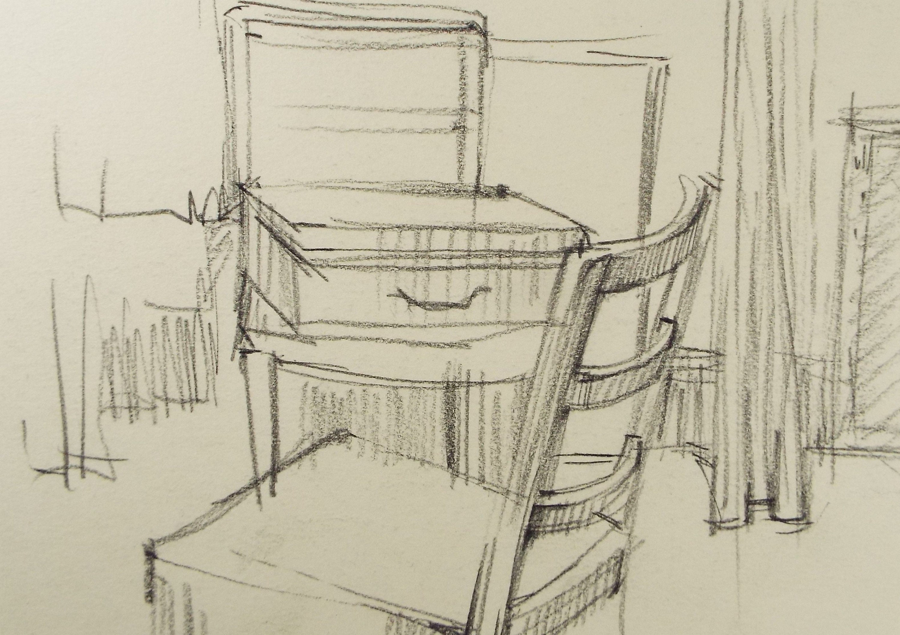 Woman on one knee on a chair Black pencil drawing and st… | Drouot.com