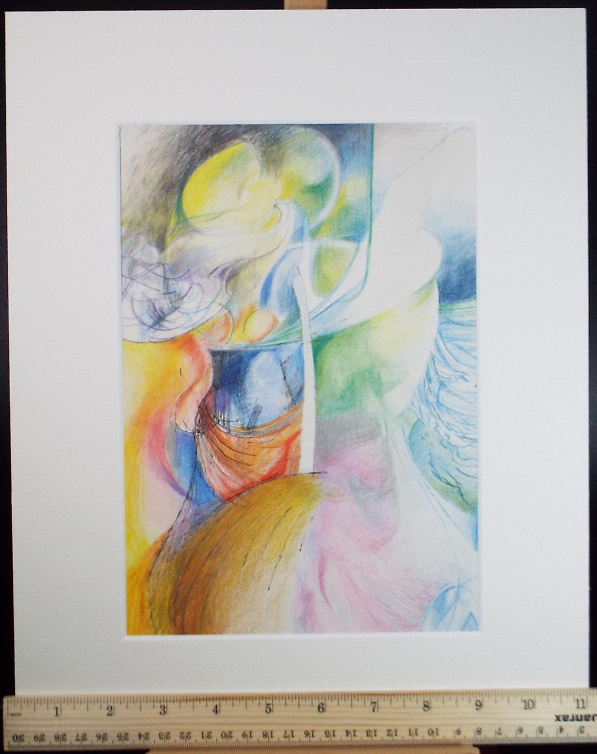 オリジナルの色鉛筆画（紙に描いたもの）、「しなやかな抽象画」、作者不明、1990 年代頃 - Etsy 日本, image size:1941x2452