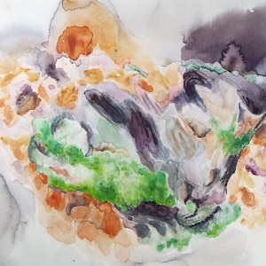 Original Watercolour & Gouache, &#39;Abstract Sill Life of Lettuce&#39; 1980&#39;s, Olive Van Klaveren (20th Century)