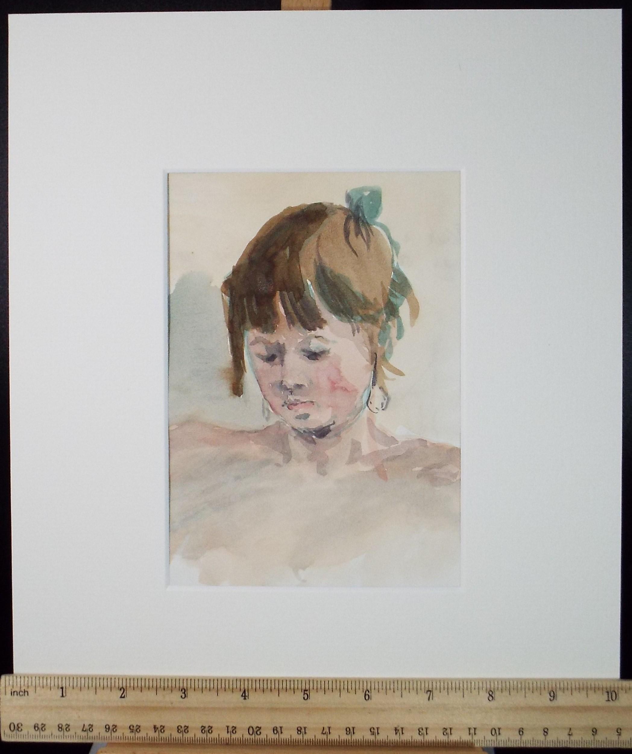 少女の肖像 水彩画 オリジナル水彩画、「少女の肖像」、20 世紀後半、作者不明 - Etsy 日本