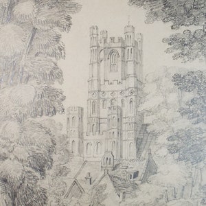 Original Pencil Drawing, &#39;Church Tower&#39;, Early 19th century, artist unknown