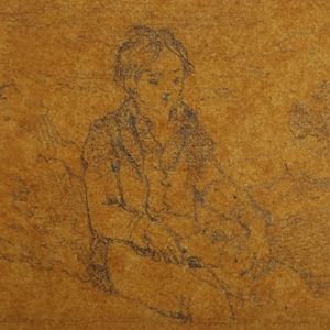 Original Pencil Drawing,&#39;Seated boy&#39;, John Wood (1801-1870)