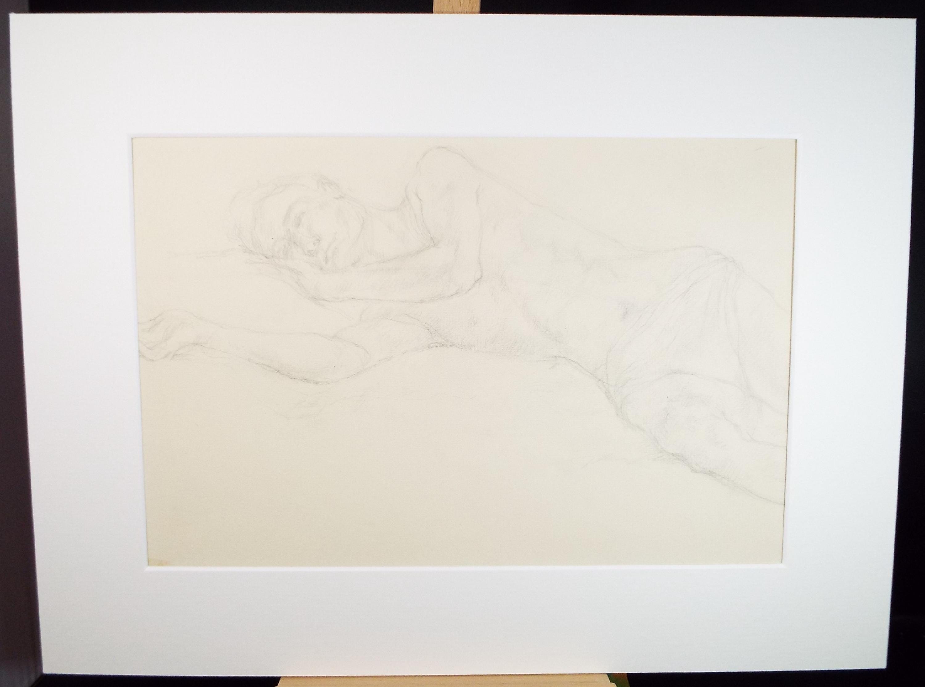 Recumbent Drawing Example Pencil Drawing 'recumbent Male Figure', C1950s, C.D. Finley - Etsy