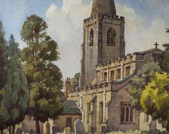 Original Watercolour on Paper, 'Church & Churchyard', Edward Albert Hickling (1913-1998), Circa 1950's