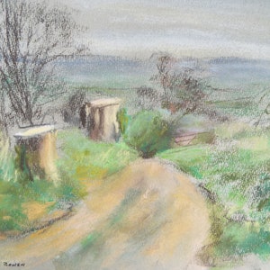 Original Pastel, &#39;Lane with Tree Stumps &#39; , c1970&#39;s, Alwynne Bowen 1904-1987