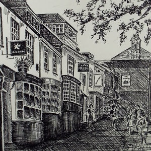 Original Pen & Ink, &#39;Lymington High Street&#39;, Circa 1990&#39;s
