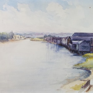Original Watercolour on Paper, &#39;Riverside Factory&#39;, Dated 1916 , Artist Unknown