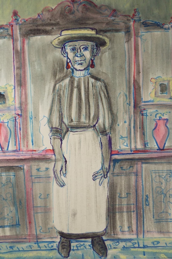 オリジナル水彩画「女主人」、レスリー・ダックスベリー ARCA (1921