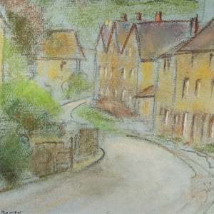 Original Pastel, &#39;A Village Street&#39;, c1970&#39;s, Alwynne Bowen 1904-1987