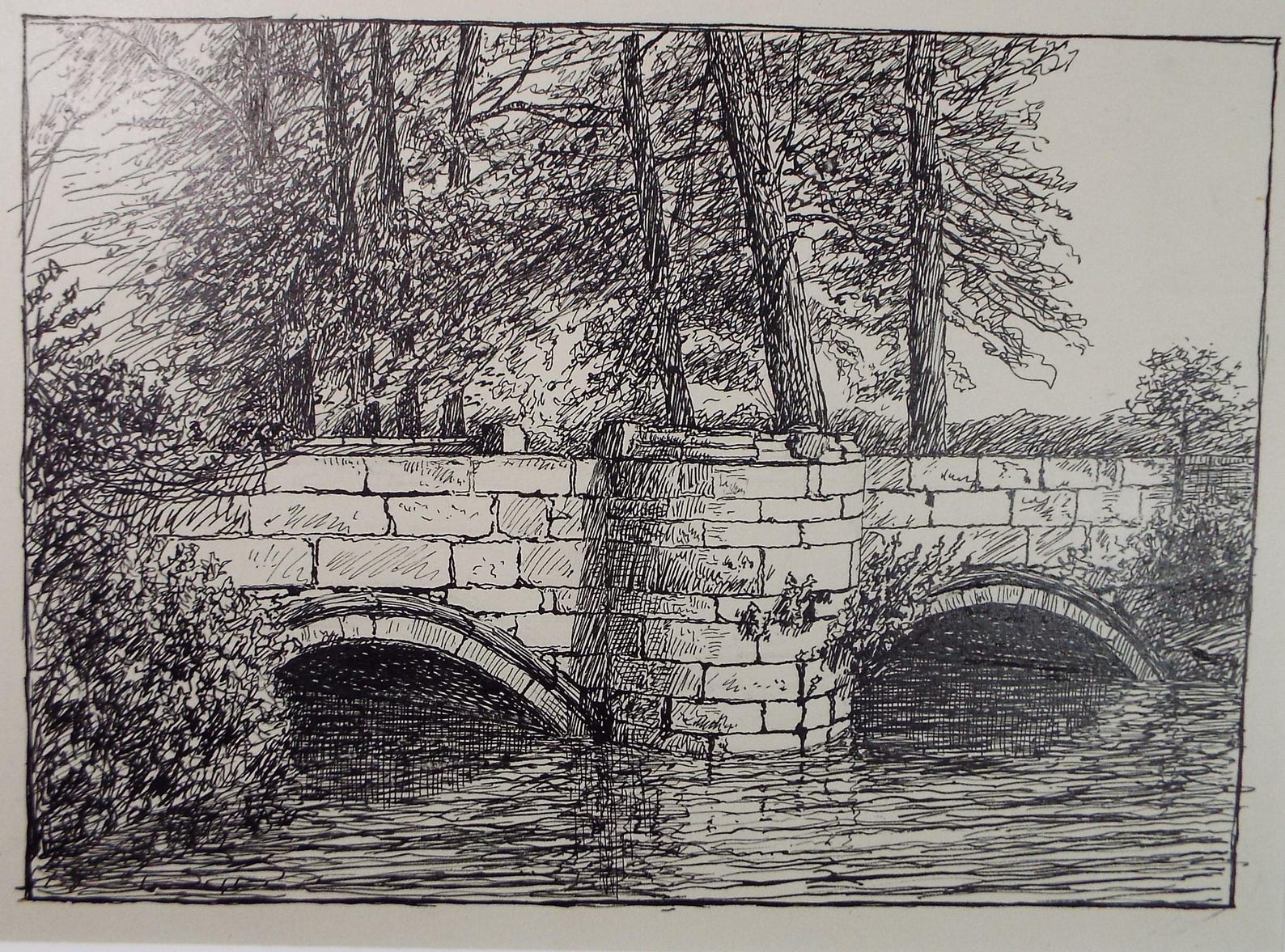 Original Pen & Ink Sketch, 'bridge - Plumnley, S A Southern, Dated 1909 ...