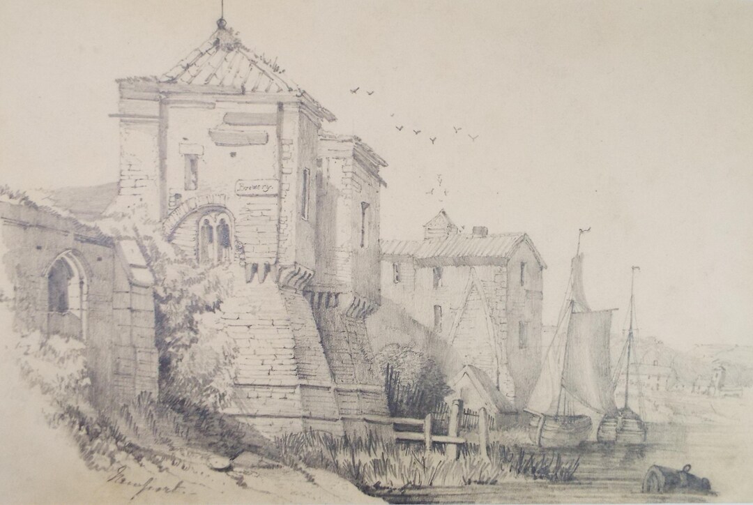 Original Pencil Drawing, 'riverside Brewery Buildings', Late 19th ...
