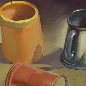 Original Watercolour, &#39; Study of Tankards&#39;, Circa 1950&#39;s, Artist Unknown