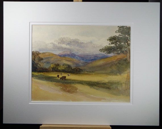 水彩画　牛と人物　風景 S watercolor #水彩画 #風景画 #透明水彩 #수채화 #SyundaAzuma