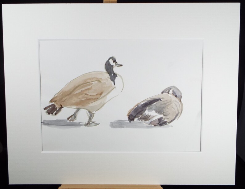 Original Watercolour, 'Study Canada Geese', George Godfrey, circa 1970's zdjęcie 2