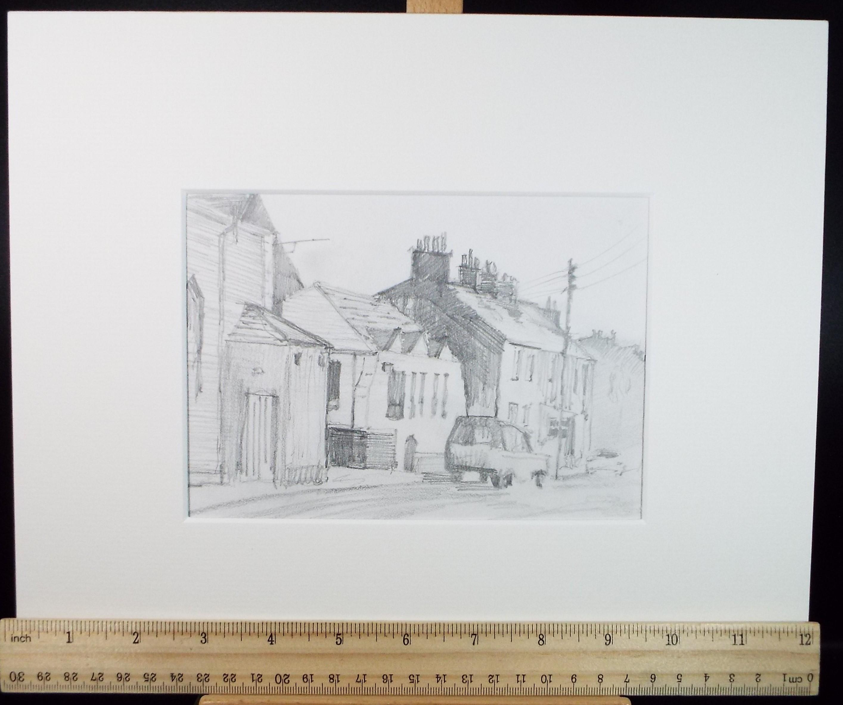 オリジナルの鉛筆画「街の風景」 - 1986 年、作者不明 - Etsy 日本