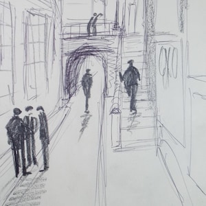 Pencil & Ink Drawing, &#39;On the Dole&#39;, Bernard McMullen (1952-2015)
