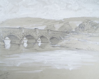 Original Drawing &#39;Houghton Bridge&#39;, Dated 1904, Thomas Francis (fl 1880-1940)